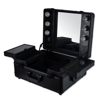 OEM Supported Black Makeup Vanity Case With Mirror And Light Casual Style